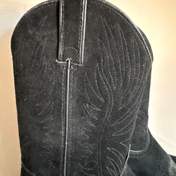 Rodeo Drive Black Suede Leather Cowboy Western Boots Size 7.5 Made in USA - Picture 8 of 12